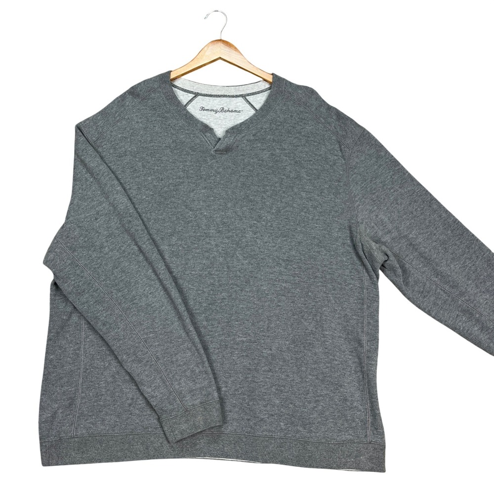 Tommy Bahama‎ Sweatshirt Mens XL Gray Long Sleeve V-Neck Pullover Reversible